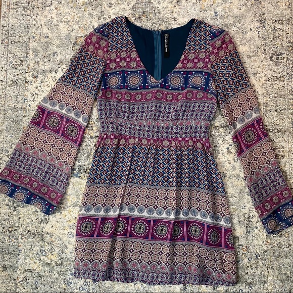Design Lab Lord & Taylor Dresses & Skirts - Design Lab Teal and Purple Long Sleeve Dress